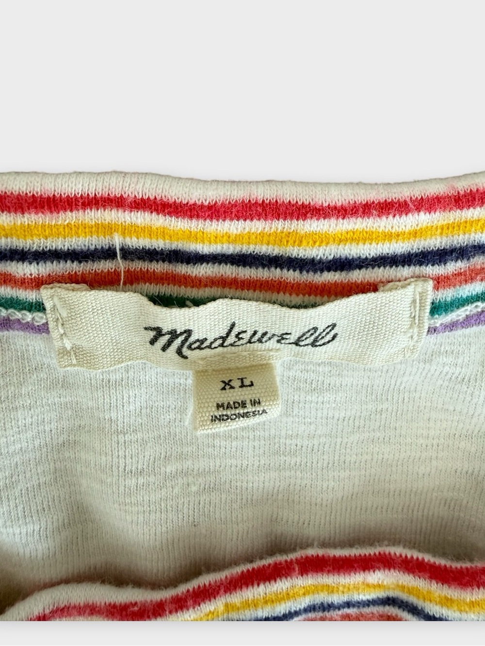 GUC Madewell Cream Tank with Rainbow Stripe Trim | XL - Picture 4 of 8